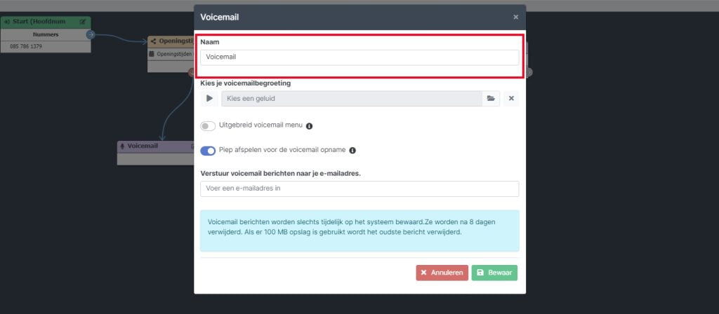 Automatische openingstijden voicemail