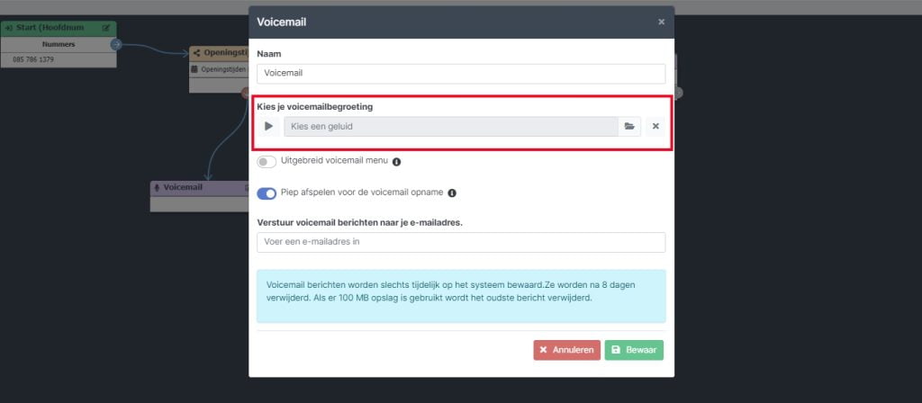 Automatische openingstijden voicemail