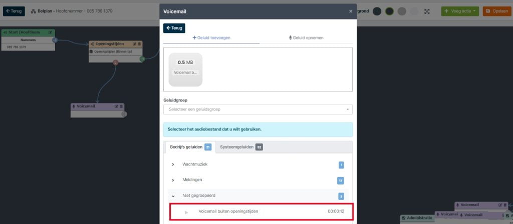 Automatische openingstijden voicemail