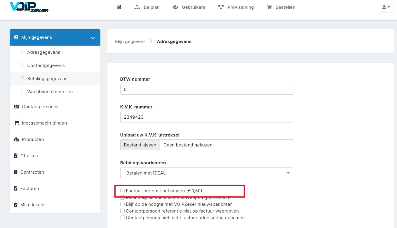 factuur per post 5