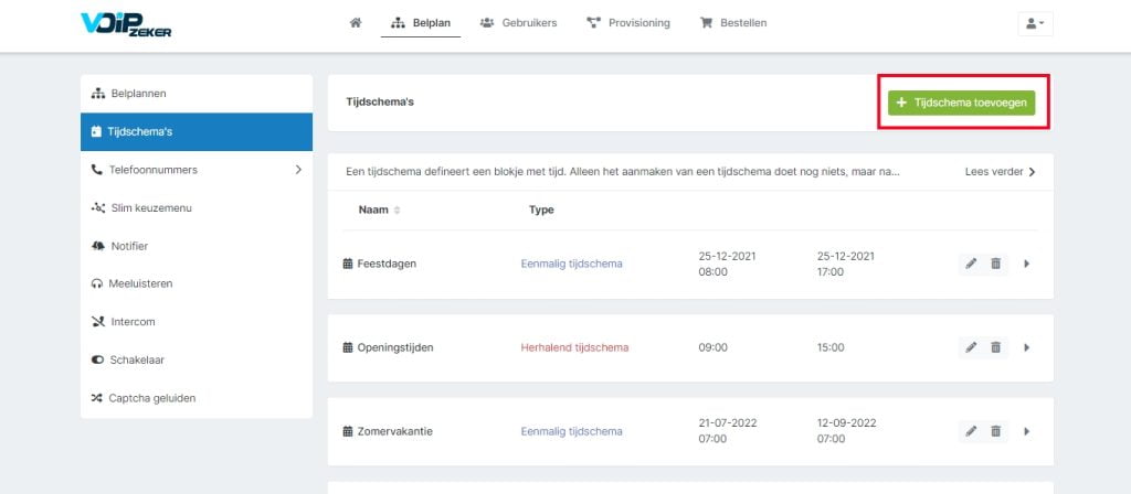 wijziging openingstijden