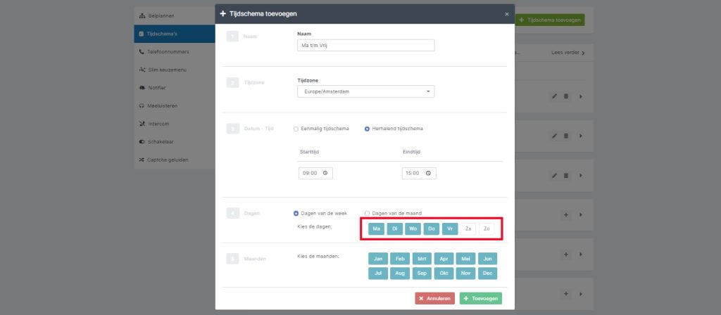 wijziging openingstijden