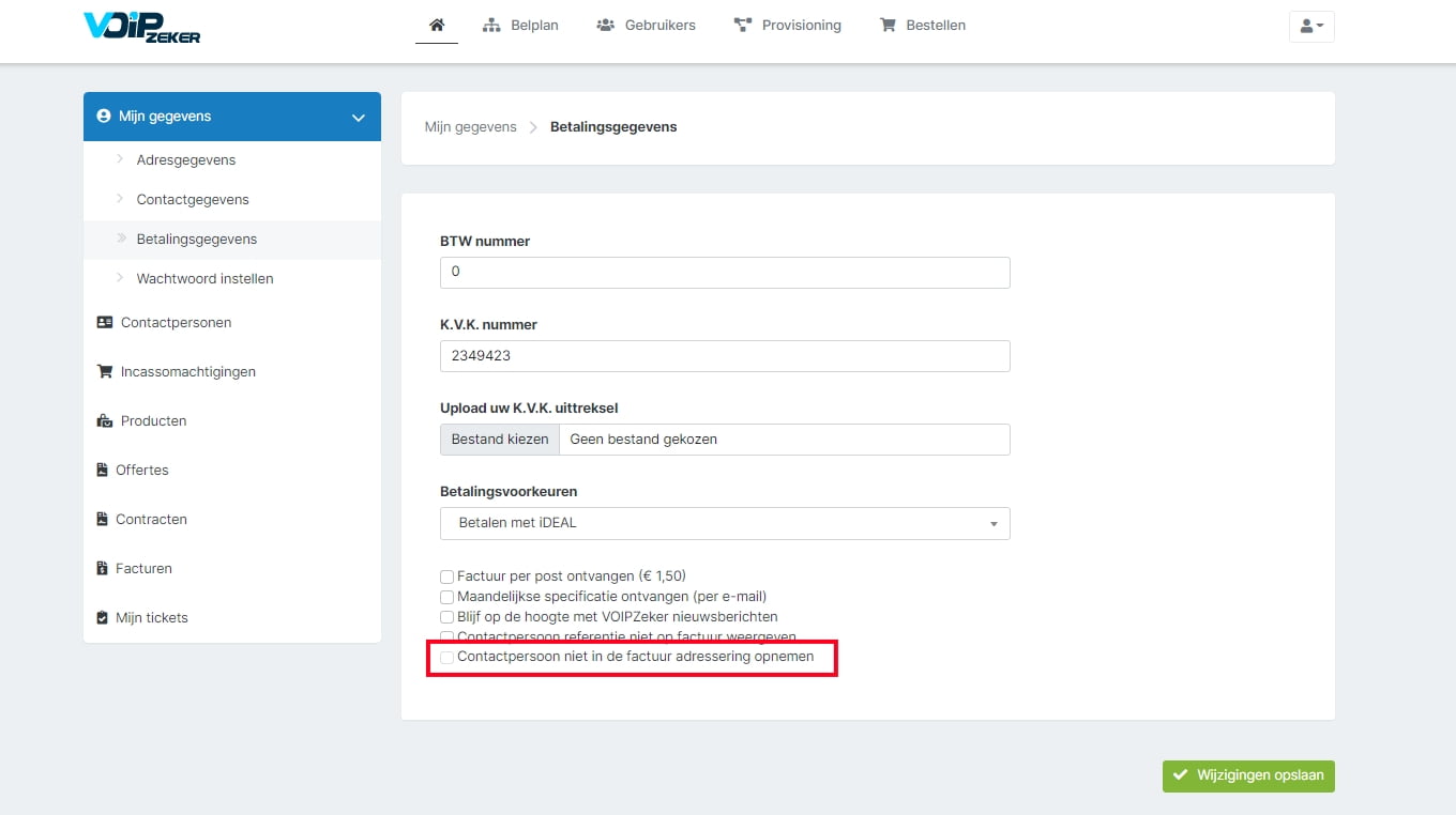 adressering contactpersoon