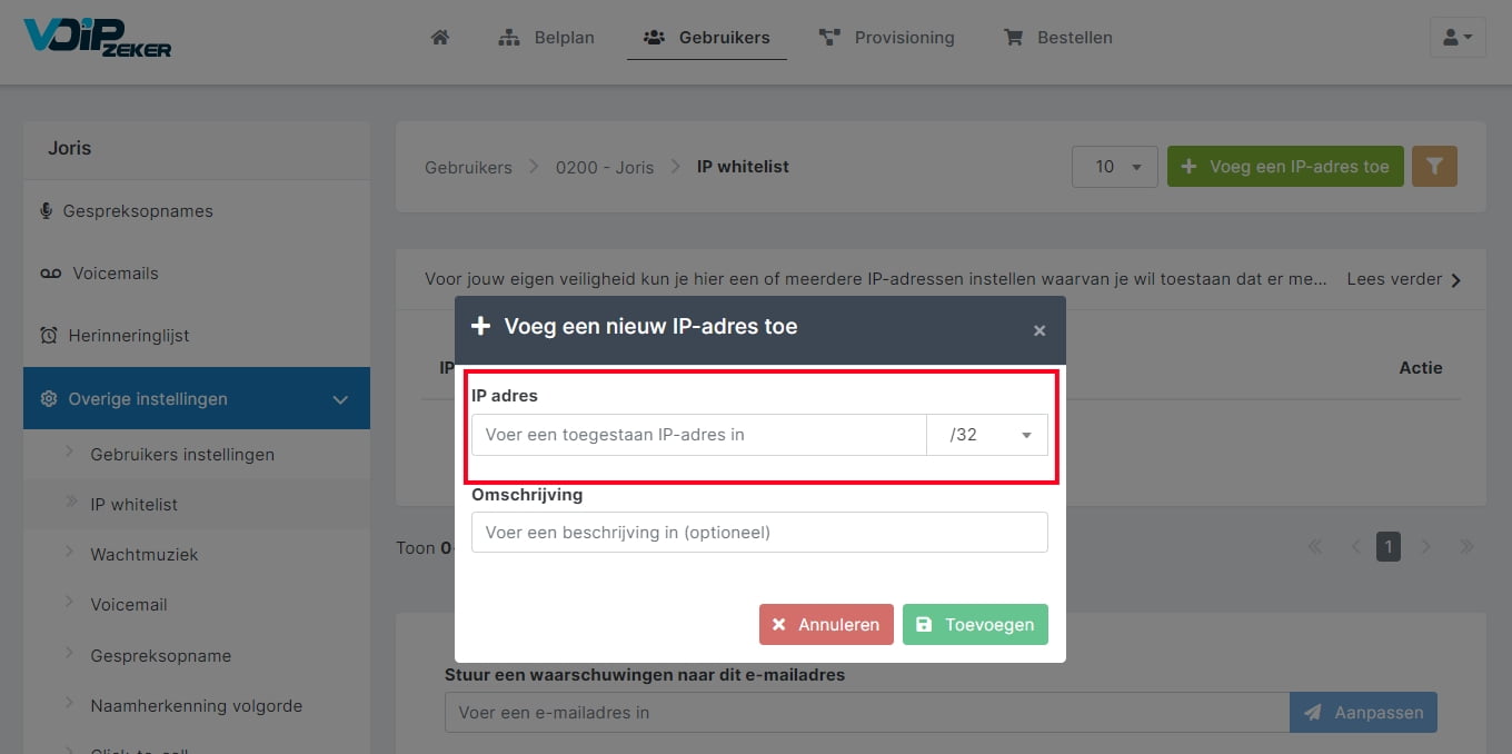 IP adres toevoegen