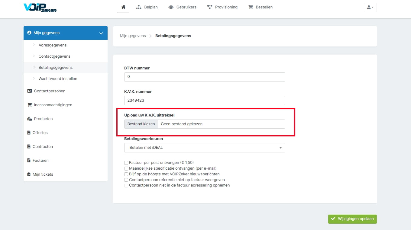 kvk uploaden 0