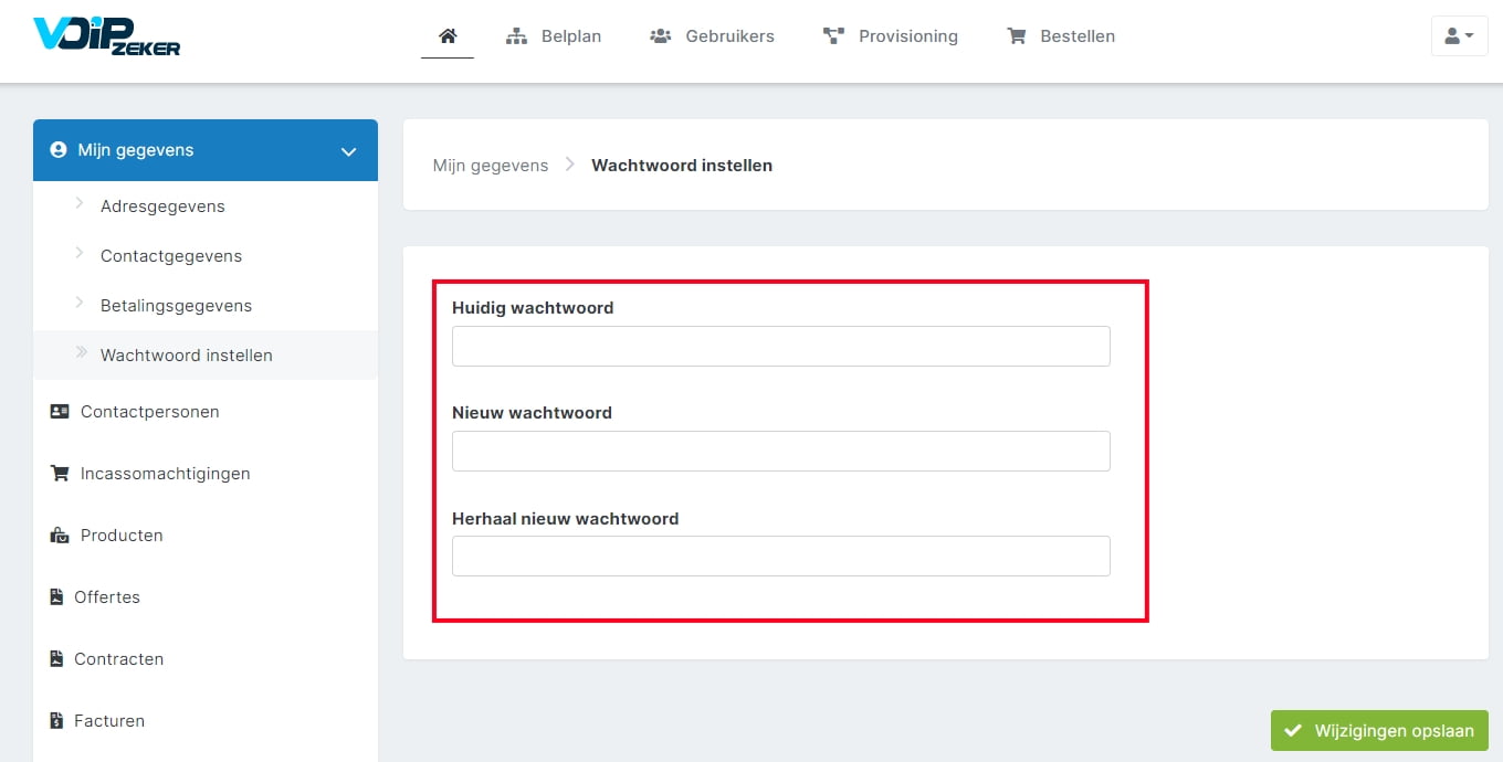Nieuw wachtwoord instellen