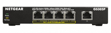 Netgear GS305P-200PES 5 Poort Gigabit Switch (PoE) - 2 Netgear GS305P-200PES 5 Poort Gigabit Switch (PoE) - 2