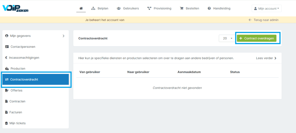 Contractoverdracht contract overdragen
